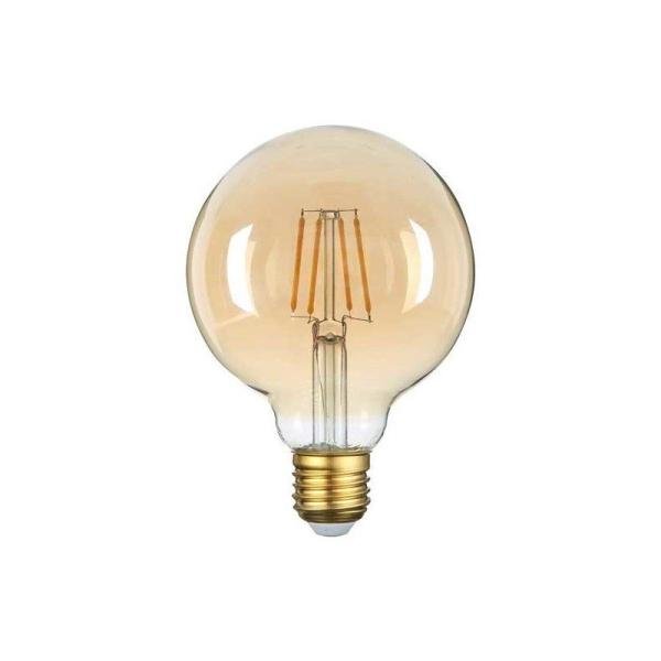 J&T G95 LED Filament Lamp - 4W, Warm White, Golden Glass, E27 Base