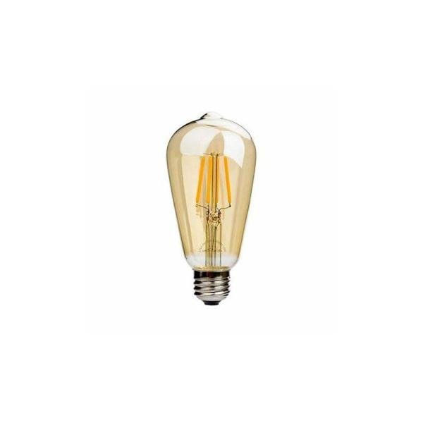 J&T ST64 LED Filament Bulb - 6W, Warm White 2700K, Amber Glass, E27 Base