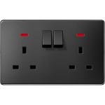 V.Max Switched Double 13A Socket with Neon - Black