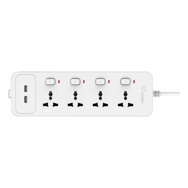 GONGNIU 4 WAY UNIVERSAL EXTENSION SOCKET WITH 3M CABLE + 2USB