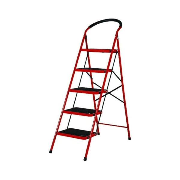 Industrial and Home Ladder Folding Domestic Stepladder (5 Steps, Red)