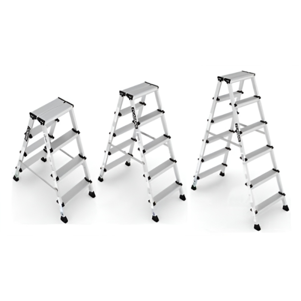 Industrial Home Ladder Aluminum Folding Step Rack Stool (2 Step, White)