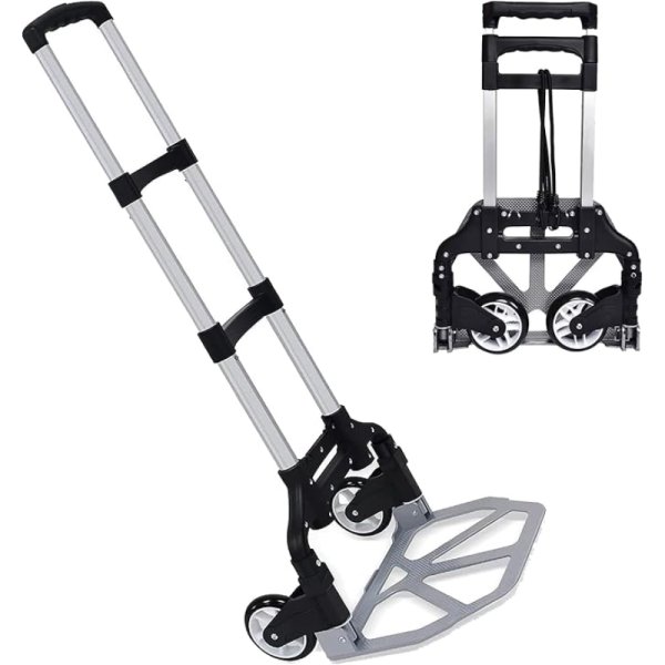 100KG Hand Trolley with Rubber Wheels and Telescoping Handle