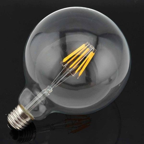 J&T G125 LED Filament Bulb - 4W, Warm White, Clear Glass, E27 Base