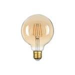 J&T G95 LED Filament Bulb - 6W, Warm White (2700K), Golden Glass, E27 Base