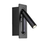 Bestar 6W LED Wall Spotlight - 360° Adjustable, Warm White 3000K, Black Finish, COB LED with Hidden Switch