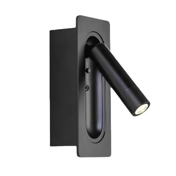 Bestar 6W LED Wall Spotlight - 360° Adjustable, Warm White 3000K, Black Finish, COB LED with Hidden Switch