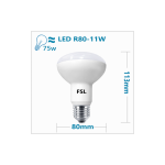 FSL R80 LED Lamp - 11W, White Light, E27 Base