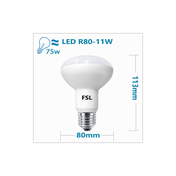 FSL R80 LED Lamp - 11W, White Light, E27 Base
