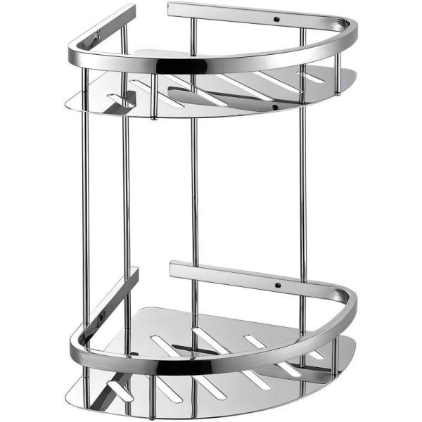 SIENA 2-Tier Corner Bathroom Shelf - Premium Stainless Steel, Round Design, Easy Installation (Model 7074101)
