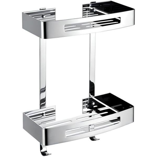 SIENA 2-Tier Stainless Steel Bathroom Shelf - Premium Organizer, Rectangular Design, Easy Installation (Model 7074102)