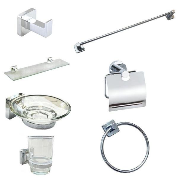 SIENA 7-Piece Chrome Bathroom Accessory Set - Luxurious Zinc Alloy, Stainless Steel & Glass Finish
