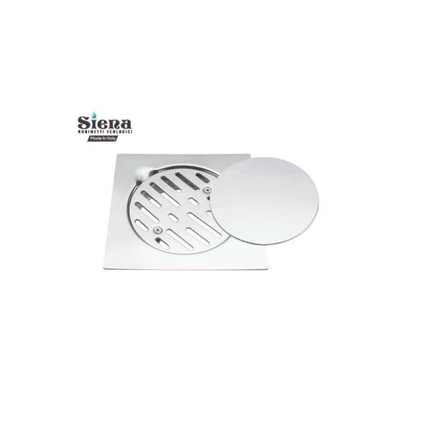 SIENA Floor Drain - 15x15cm, Heavy-Duty Stainless Steel, Double-Sided Mirror Polish (Model 6067101)