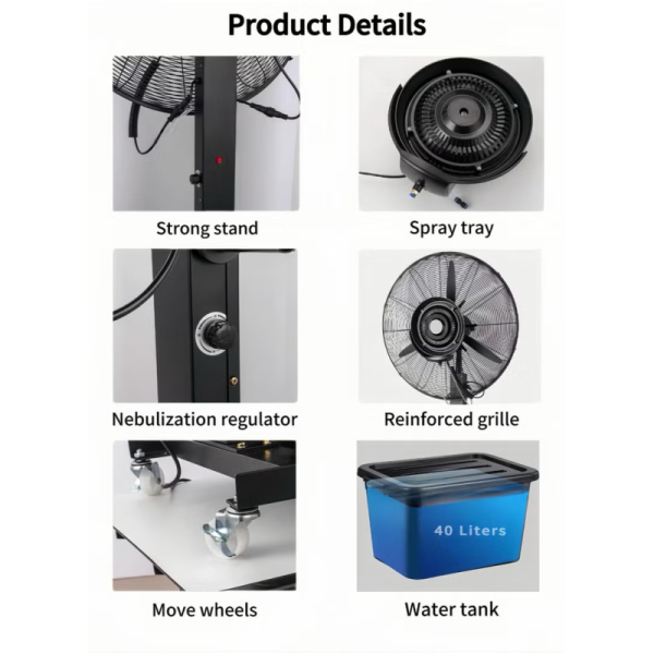 TAIYUAN 30-Inch INDUSTRIAL STAND MIST FAN 280WATTS
